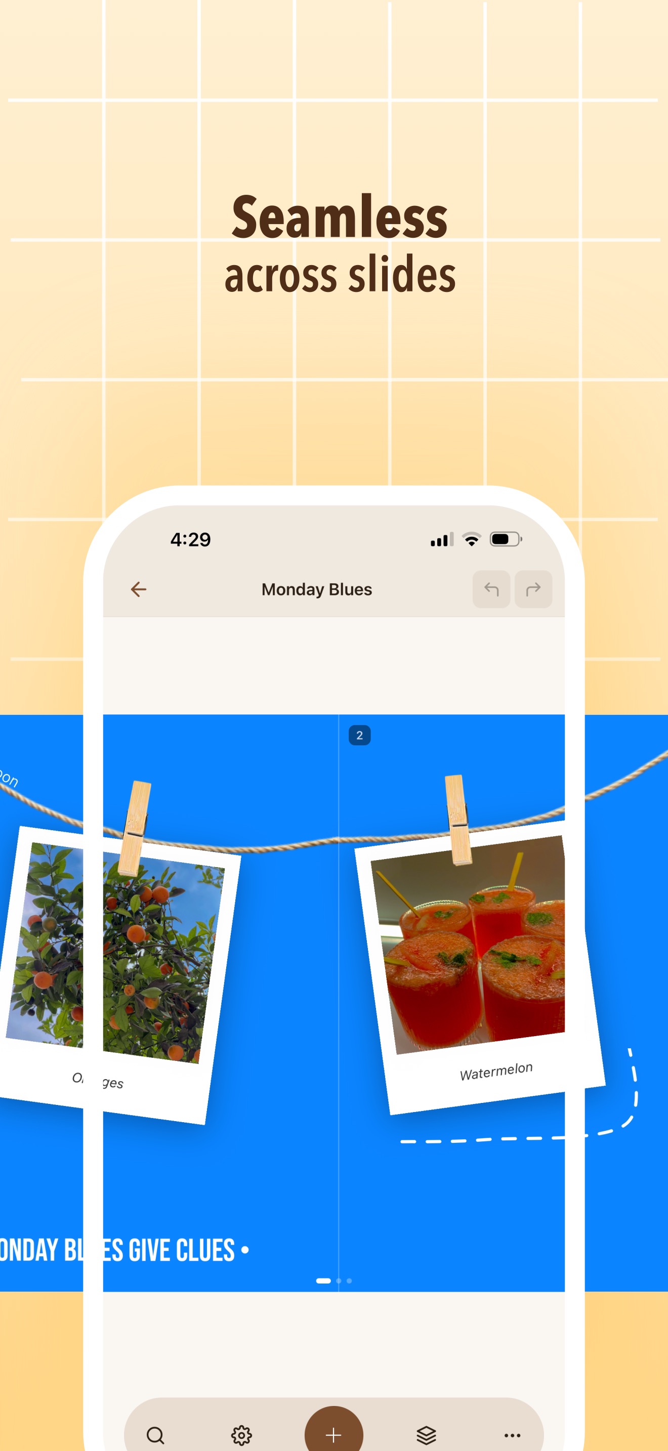 Spill screenshot: seamless carousel design across slides