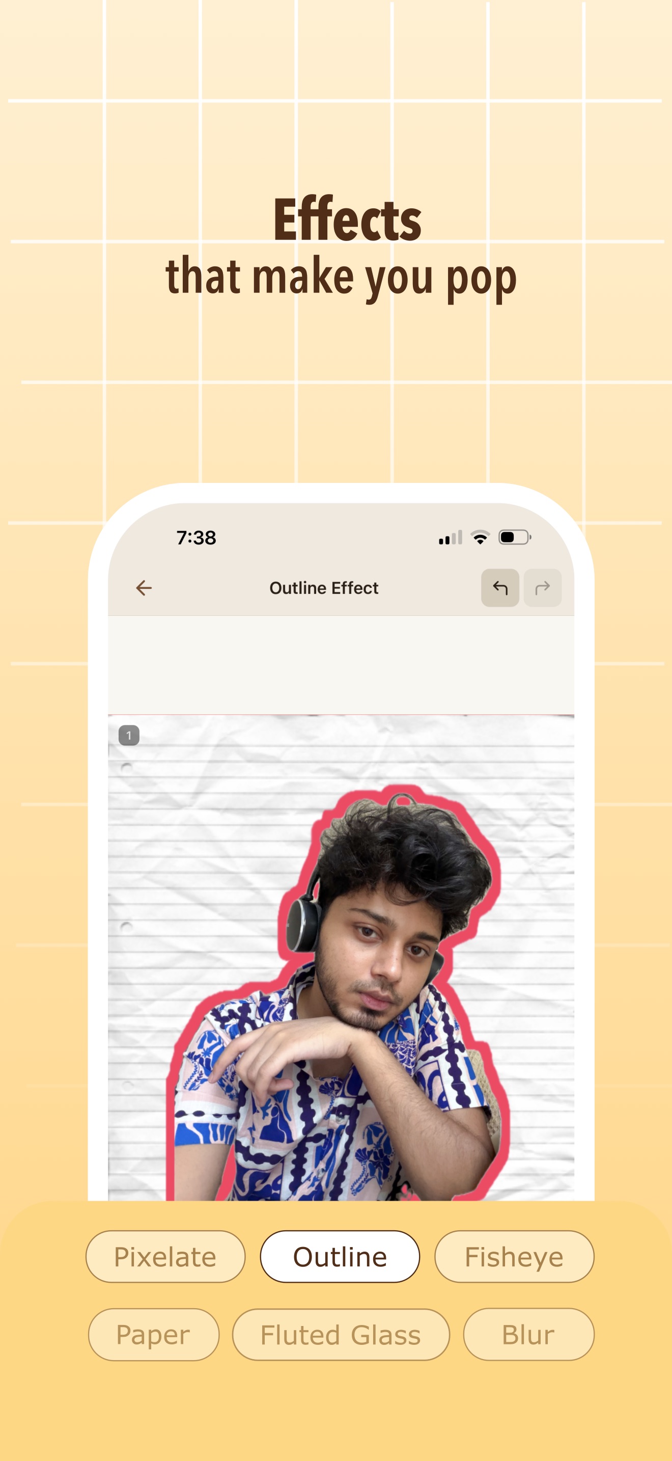 Spill screenshot: photo effects including outline, glow, and blur